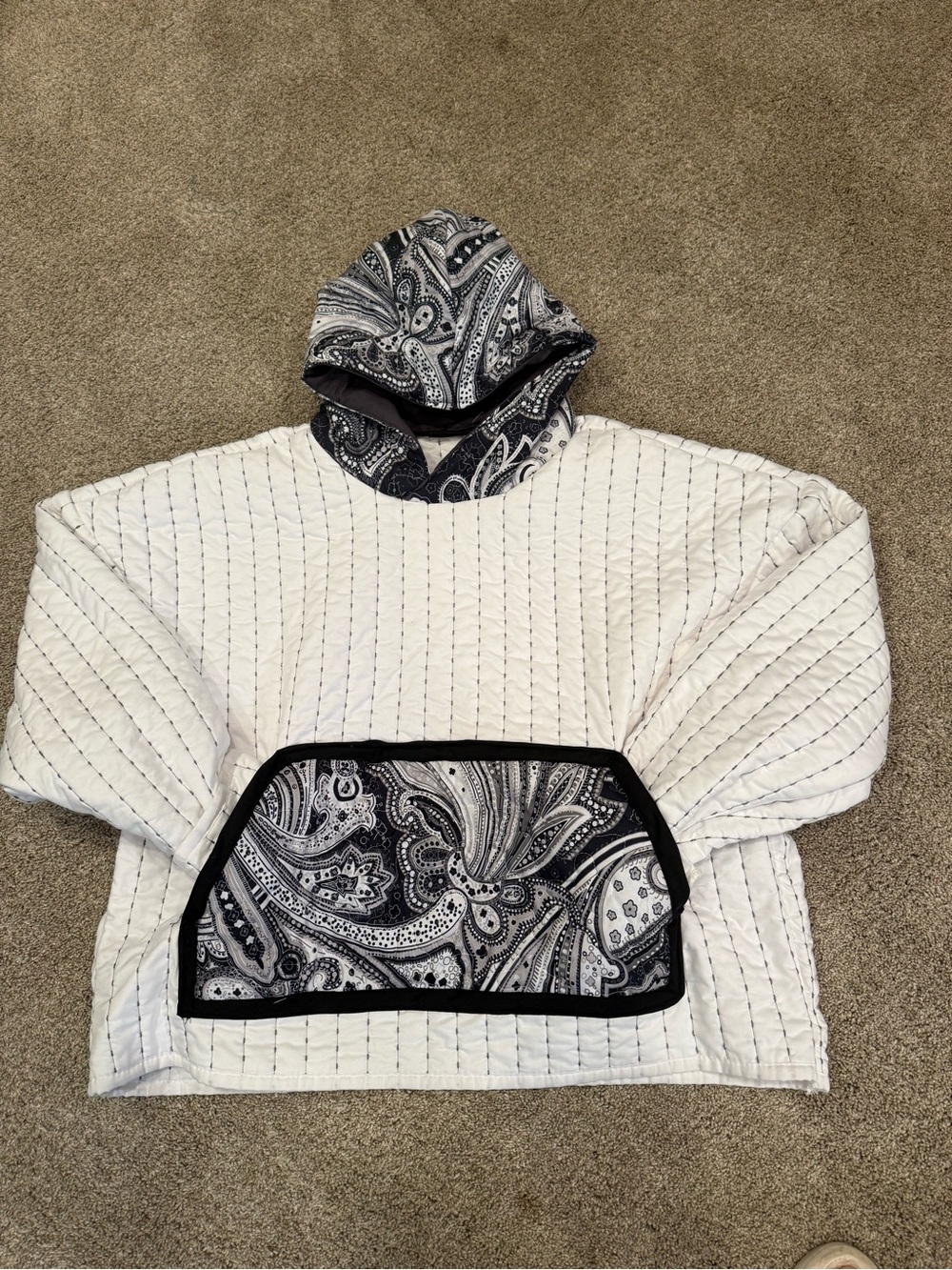 One of a kind upcycled quilt into a hoodie